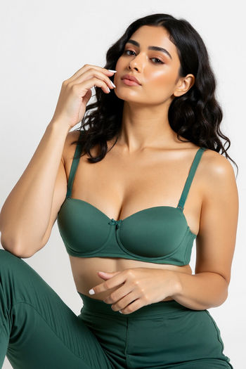 Buy Zivame Beautiful Basics Padded Wired 3/4th Coverage Strapless Bra - Botanical Garden